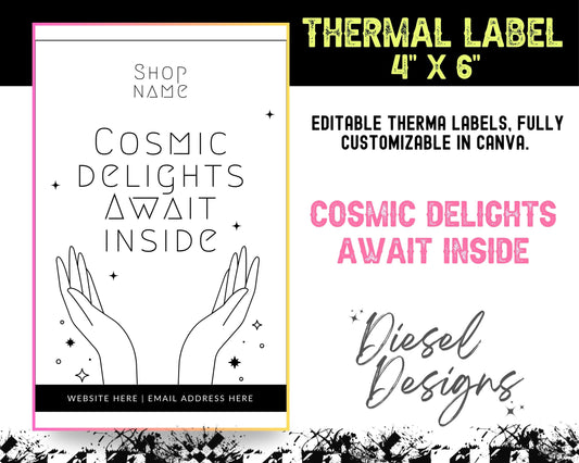 Cosmic Delights Thermal Design (4x6) | Thermal Label | Edit in Canva | 4" x 6" | Package Label