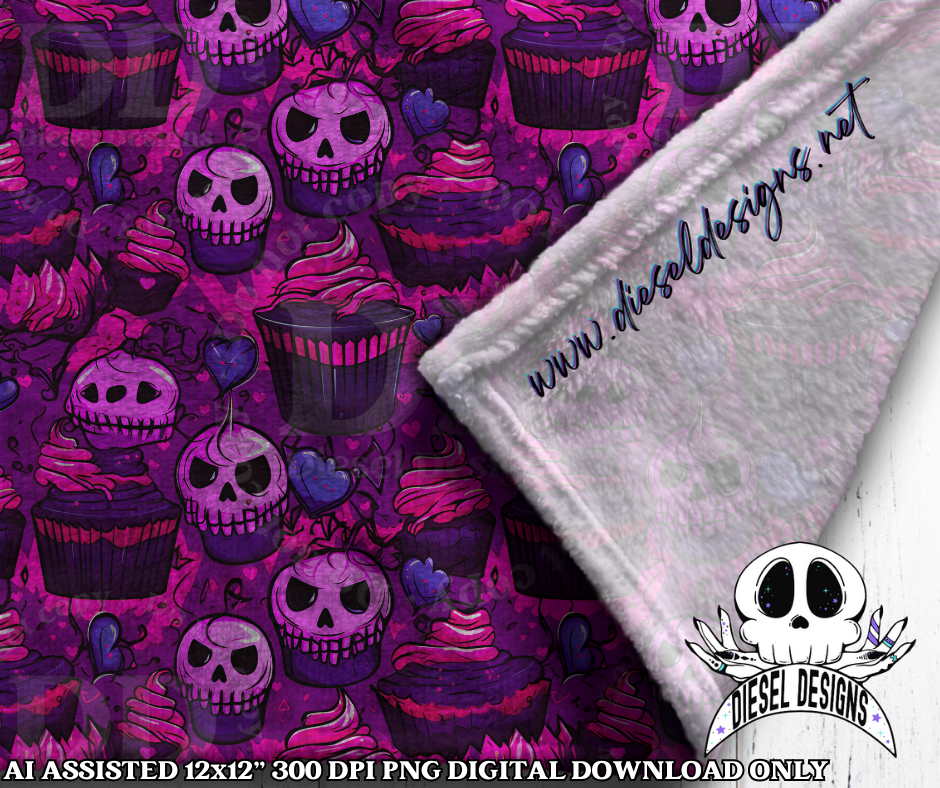 Creepy Cupcakes V4 Seamless | Seamless File | 300 DPI | 12" x 12" | Digital File only