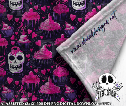 Creepy Cupcakes V1 Seamless | Seamless File | 300 DPI | 12" x 12" | Digital File only