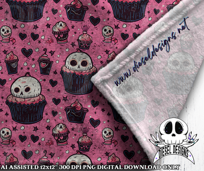 Creepy Cupcakes V2 Seamless | Seamless File | 300 DPI | 12" x 12" | Digital File only