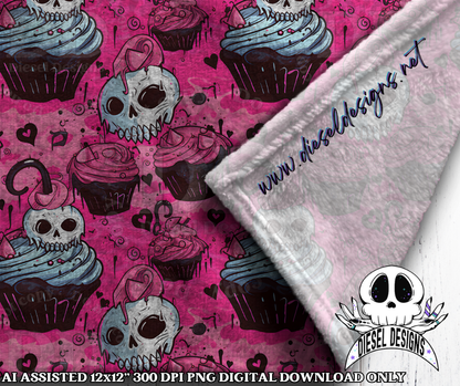 Creepy Cupcakes V3 Seamless | Seamless File | 300 DPI | 12" x 12" | Digital File only