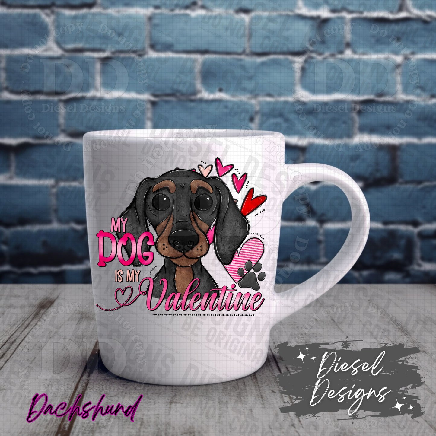 Valentine Dog - Dachshund | 300 DPI | Transparent PNG | Digital File Only