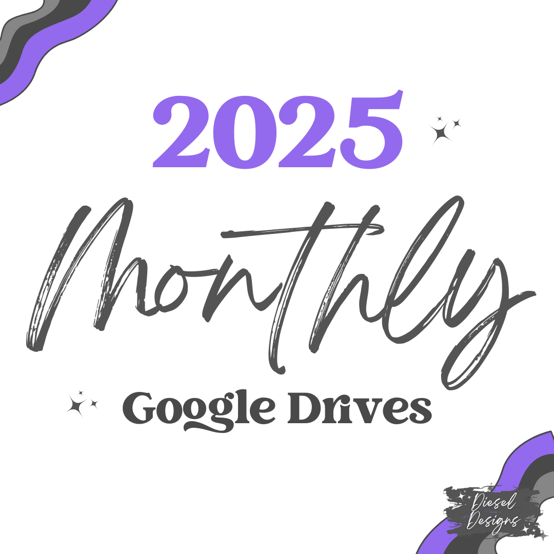 2025 Monthly Google Drives | 300 DPI | Transparent PNG | Seamless | Tumbler Wraps | Clipart