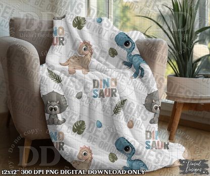 Dino's Seamless Design | 300 DPI | Seamless 12"x12" | 2 sizes Included