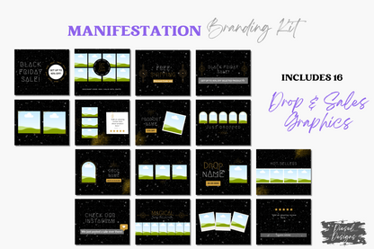 Manifestation Business Branding Kit | Website Kit | Business Card | Logo | Facebook Cover | Editable in Canva