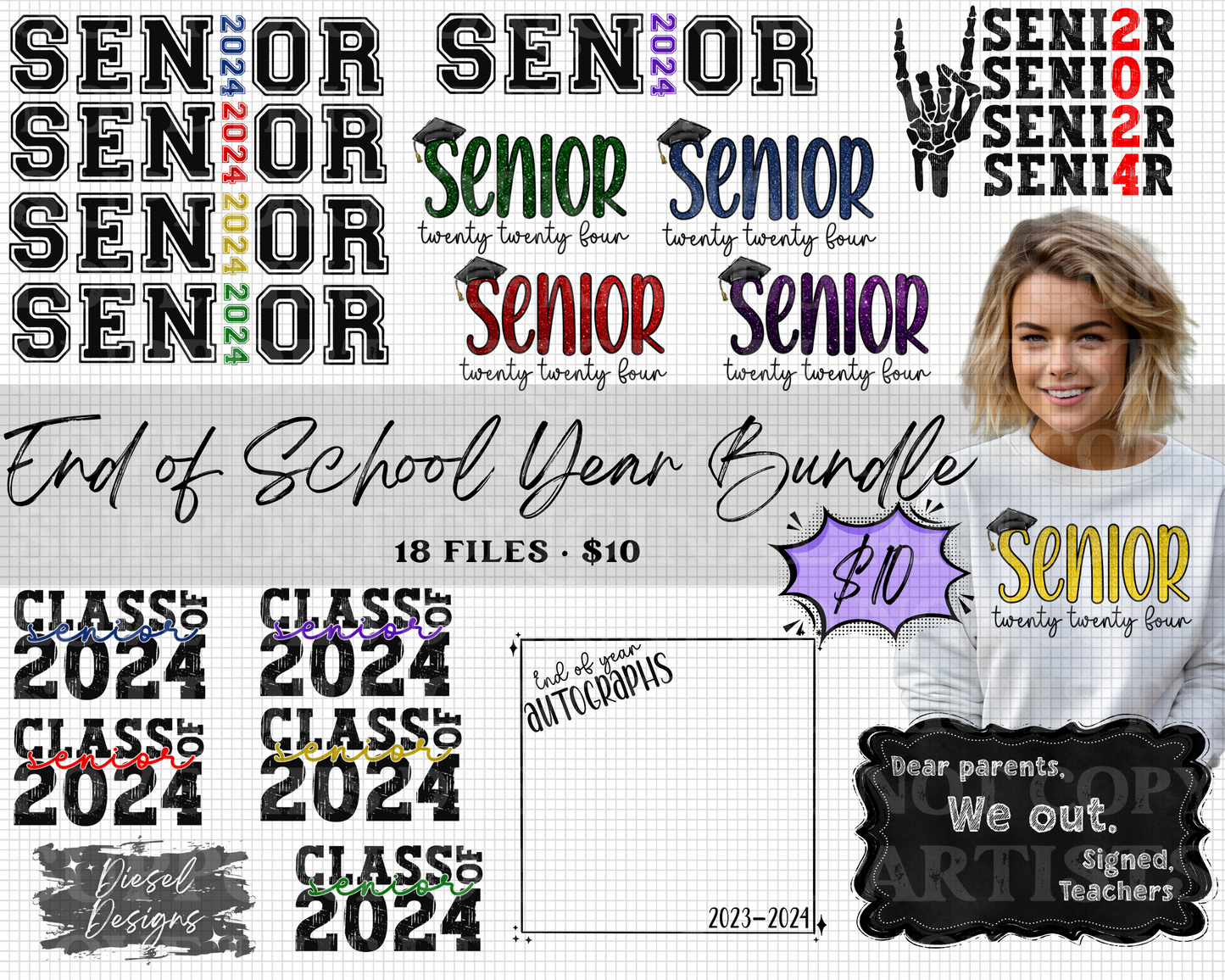 End of School Year Bundle | Graduation | Seniors | 300 DPI | PNG | Digital File Only