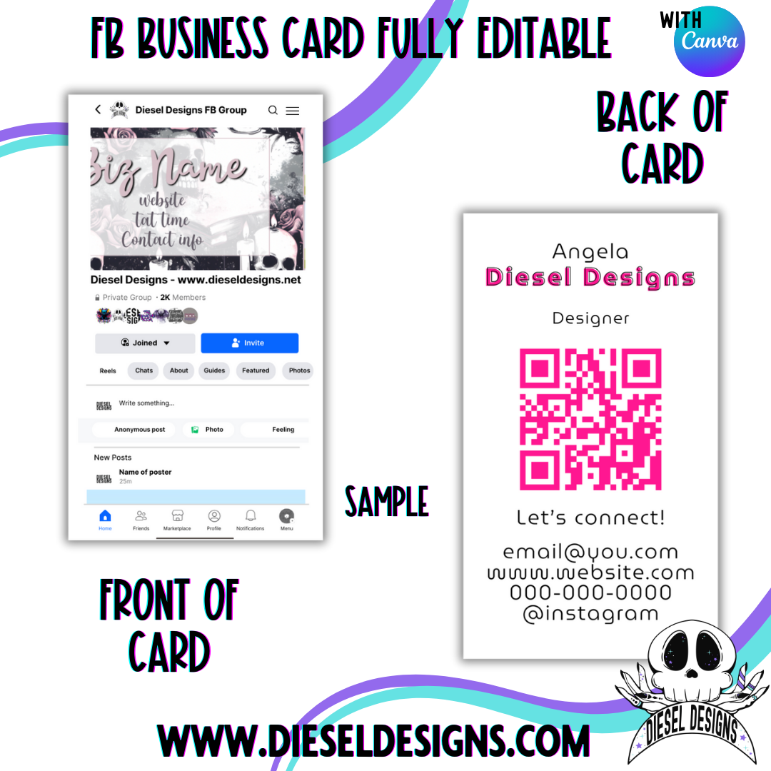 FB Style Business Card | Business Card | Editable in Canva