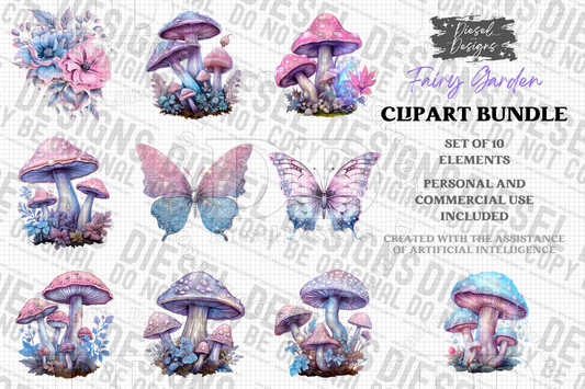 Fairy Garden AI assisted Clipart Bundle | 300 DPI | Transparent PNG | Clipart | Bundle