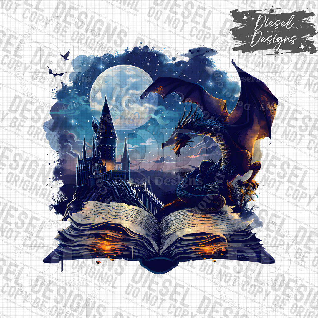 Fantasy Book Dragon Blues PNG  | 300 DPI | Transparent PNG | Digital File Only