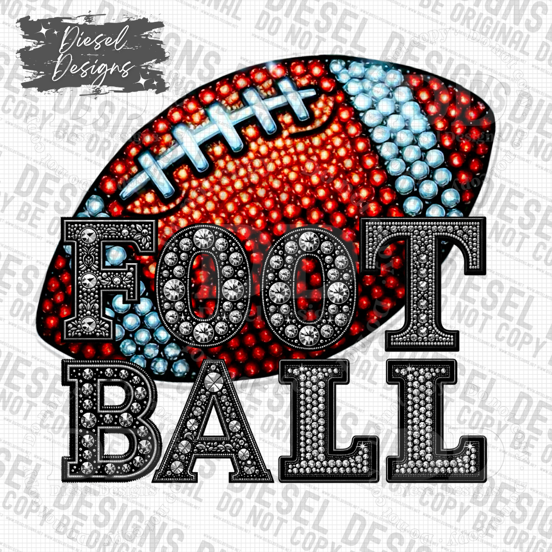 Football RHINESTONE PNG  | 300 DPI | Transparent PNG | Digital File Only