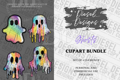 Ghosts AI assisted Clipart Bundle | 300 DPI | Transparent PNG | Clipart | Bundle