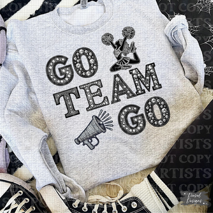 GO TEAM GO RHINESTONE PNG  | 300 DPI | Transparent PNG | Digital File Only