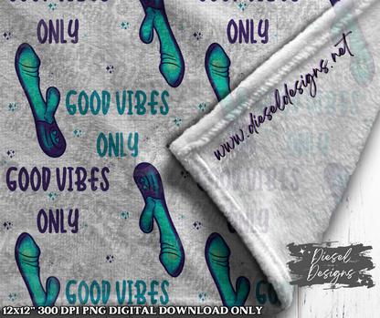 Good Vibes Only Blue | 300 DPI | Seamless 12"x12" | 2 sizes Included