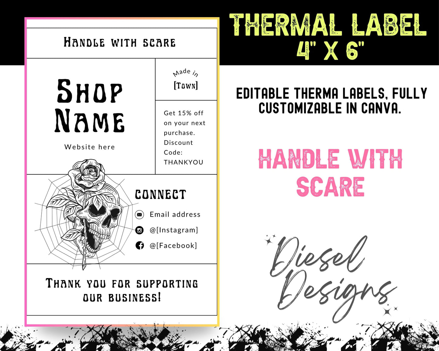 Handle With Scare Thermal (4x6) | Thermal Label | Edit in Canva | 4" x 6" | Package Label