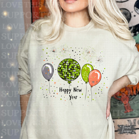 Happy New Year Green 1 PNG  | 300 DPI | Transparent PNG | Digital File Only