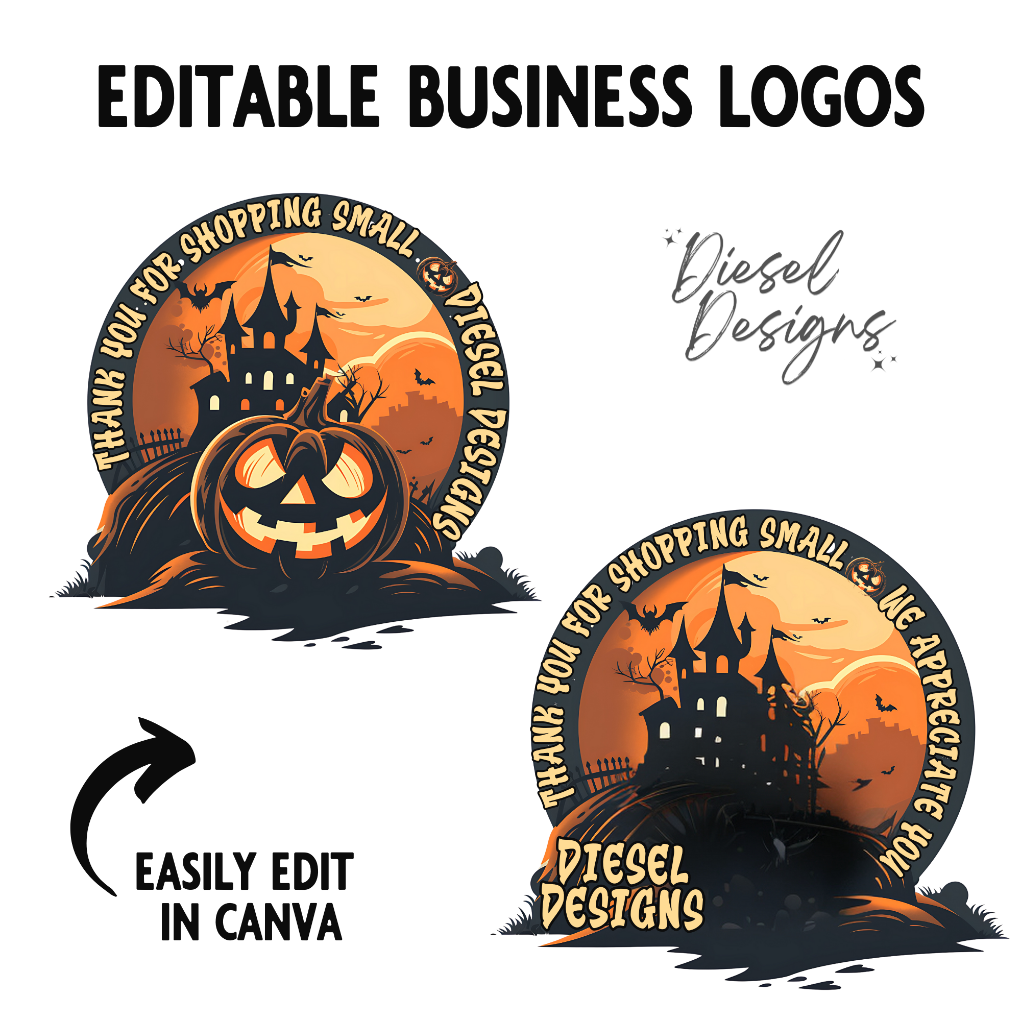 Haunted House Customizable Logo | Halloween Logo Template | PNG | Edit ...