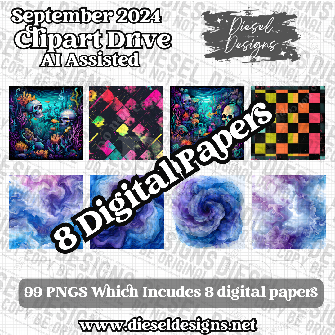 September 2024 Clipart Drive - AI Assisted | 300 DPI | Transparent PNG | Clipart