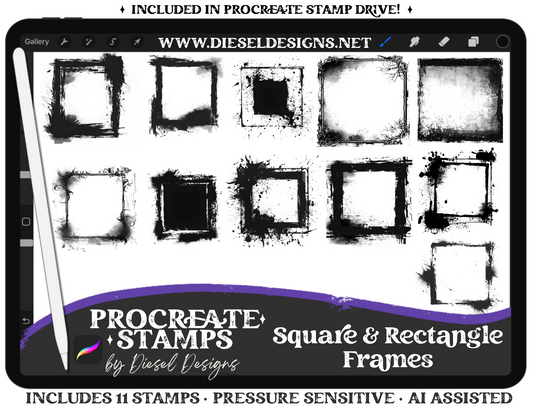 Square and Rectangle Frames | PROCREATE BRUSHES/STAMPS | Digital File Only