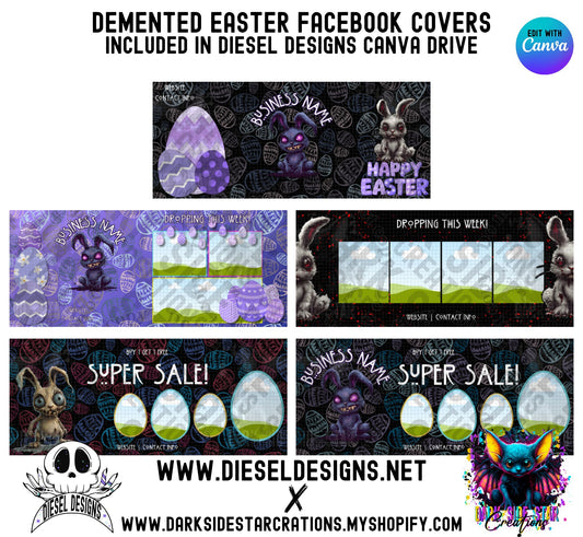 Demented Easter Facebook Group Covers(5) | Facebook Covers | Editable graphics included | Template | Canva