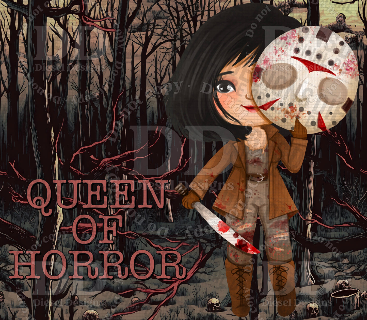 Queen of Horror Collab with Early Bird Design Co. | 300 DPI | PNG | Seamless | Tumbler Wraps | Collab |