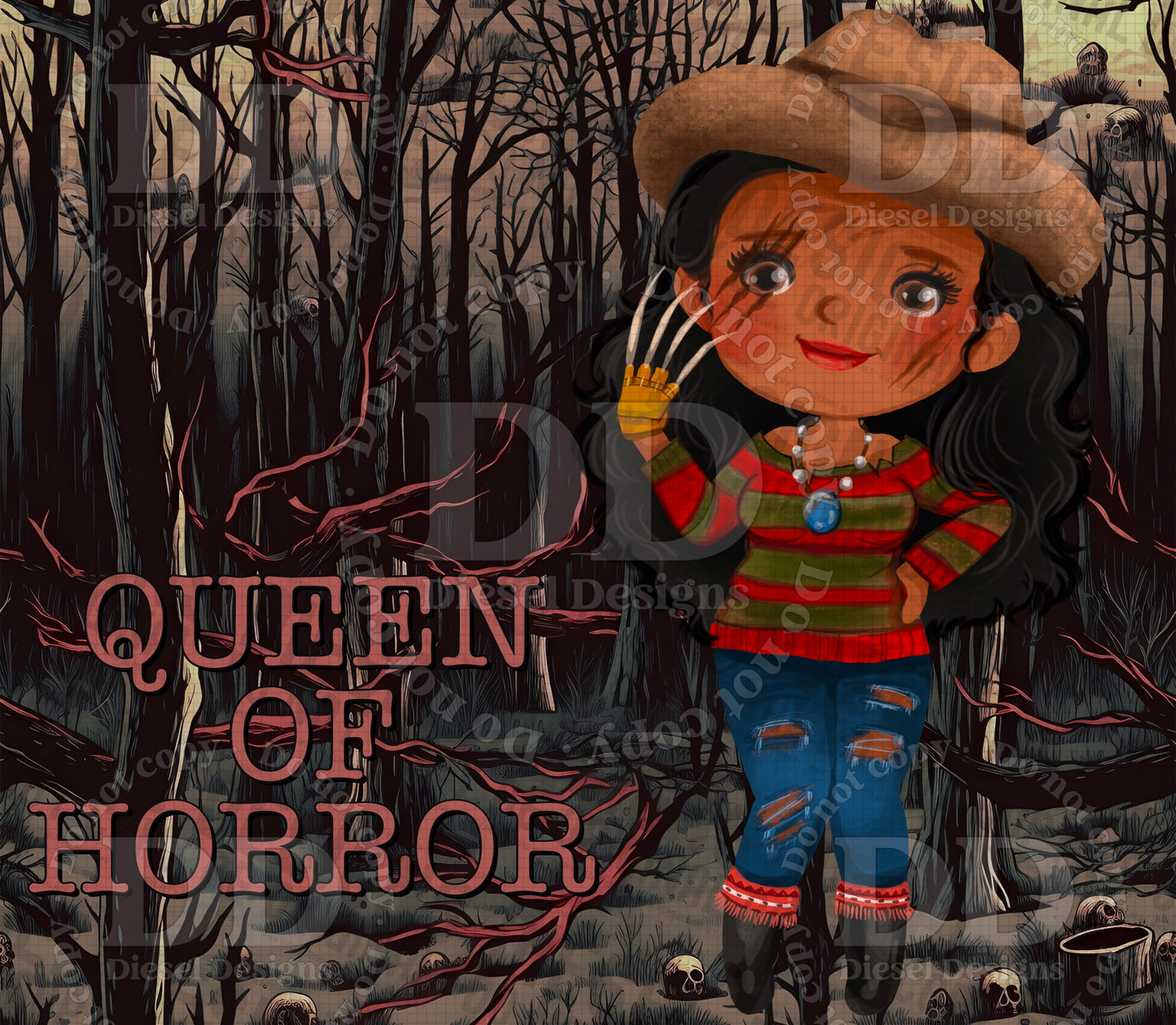 Queen of Horror Collab with Early Bird Design Co. | 300 DPI | PNG | Seamless | Tumbler Wraps | Collab |