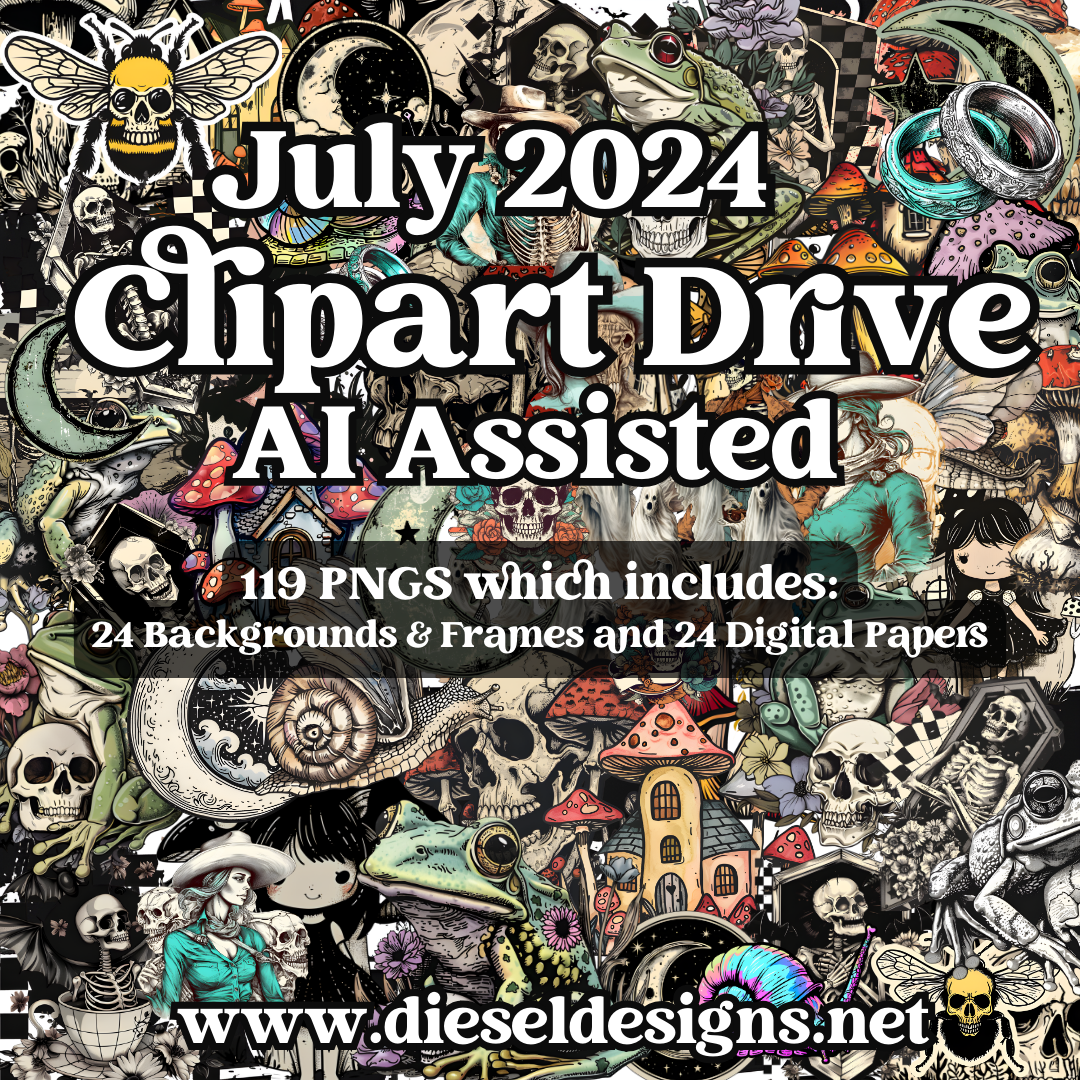 July 2024 Clipart Drive - AI Assisted | 300 DPI | Transparent PNG | Clipart