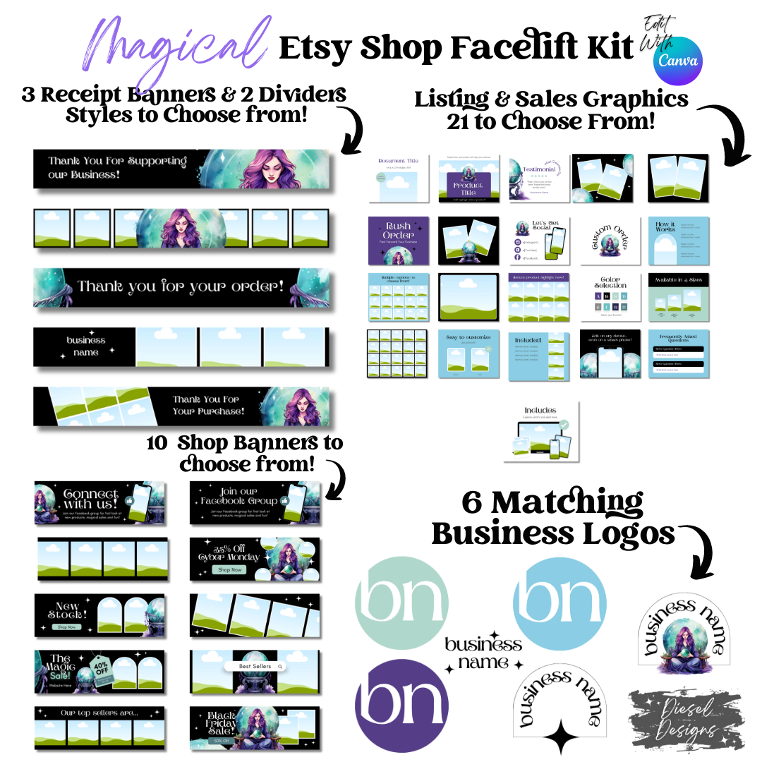 Magical Etsy Facelift Kits | Etsy Facelift Kits | Editable graphics included |