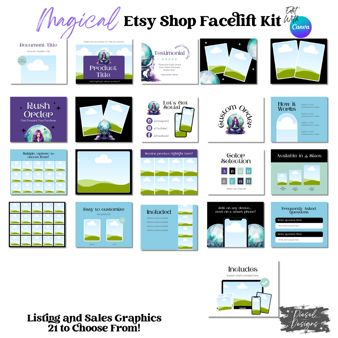 Magical Etsy Facelift Kits | Etsy Facelift Kits | Editable graphics included |