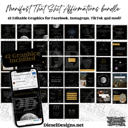 Manifest That Shit Engagement | Engagement graphics | 42 Files | Canva Templates | Edit in Canva