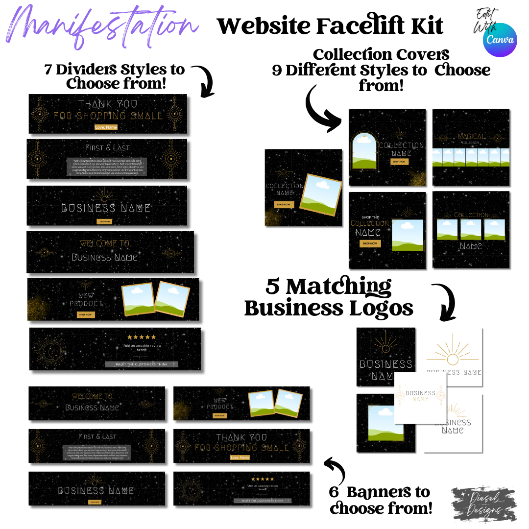 Manifestation Website Kits | Website Kits | Editable graphics included