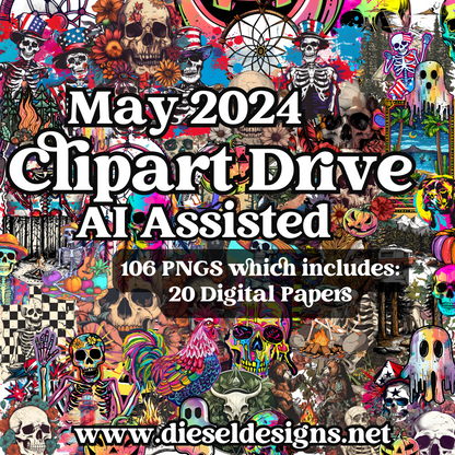 2024 AI Clipart Drive  | 300 DPI | AI Assisted | Clipart