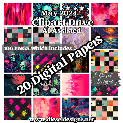 May 2024 Clipart Drive - AI Assisted | 300 DPI | Transparent PNG | Clipart