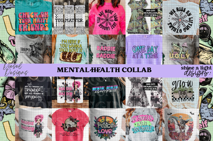 Mental Health Collab: Shine A Light Designs & Diesel Designs | 300 DPI | PNG | Seamless | Tumbler Wraps | Collab | Digital File Only