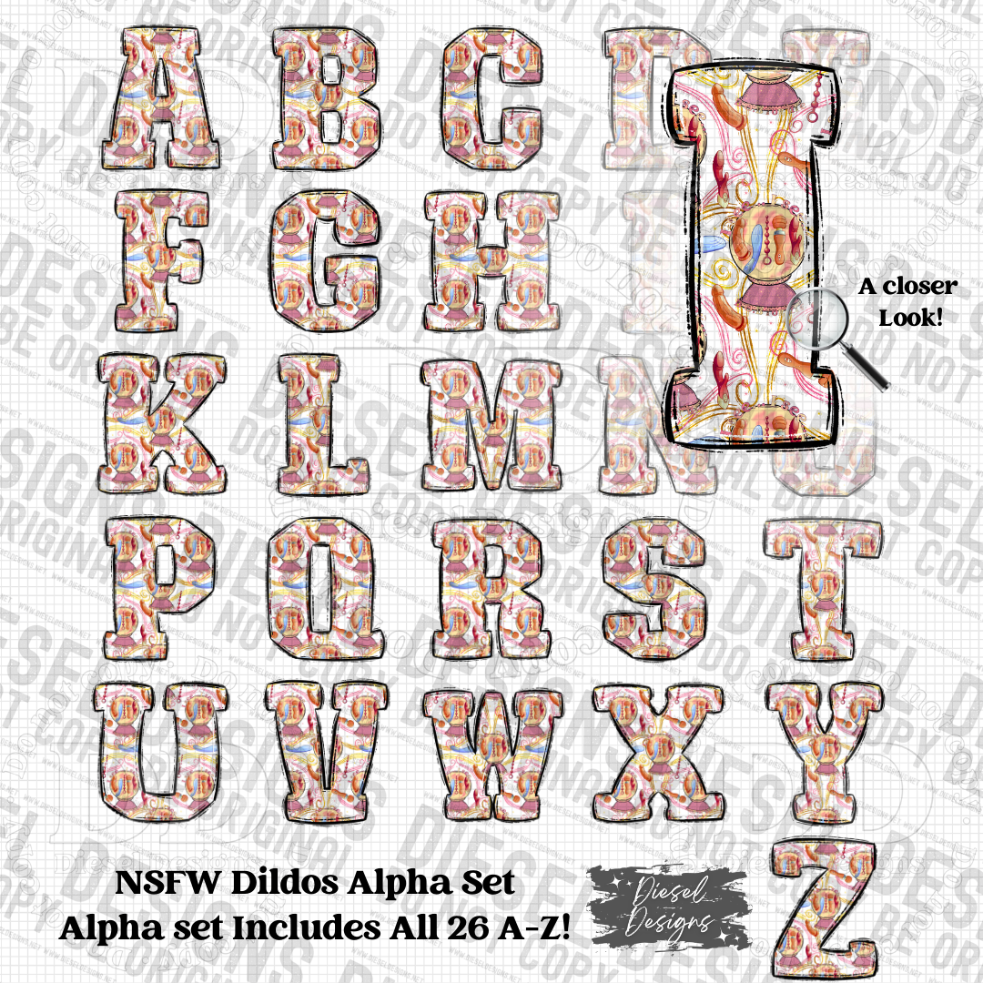 NSFW Dildos Alpha Set | 300 DPI | Transparent PNG | Alpha Set | A-Z Included | NSFW