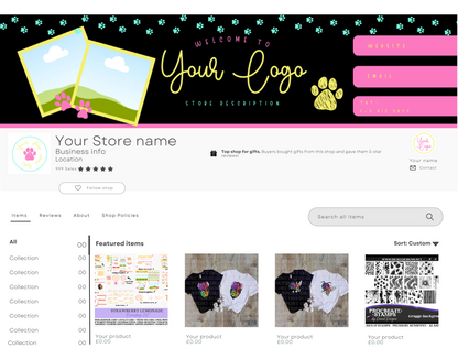 Neon Paws Branding Kit | Website Kit | Business Card | Logo | Facebook Cover | Editable in Canva