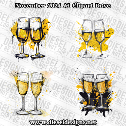 November 2024 Clipart Drive - AI Assisted | 300 DPI | Transparent PNG | Clipart