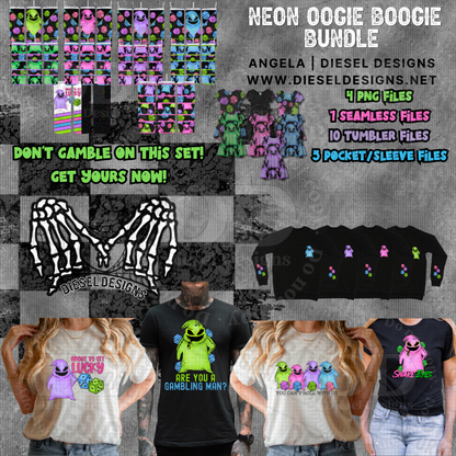 Neon Oogie Bundle | 26 files | 300 DPI | PNG | Seamless | Tumbler Wraps