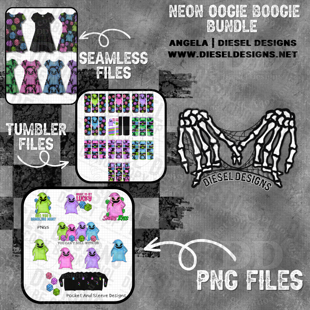 Neon Oogie Bundle | 26 files | 300 DPI | PNG | Seamless | Tumbler Wraps