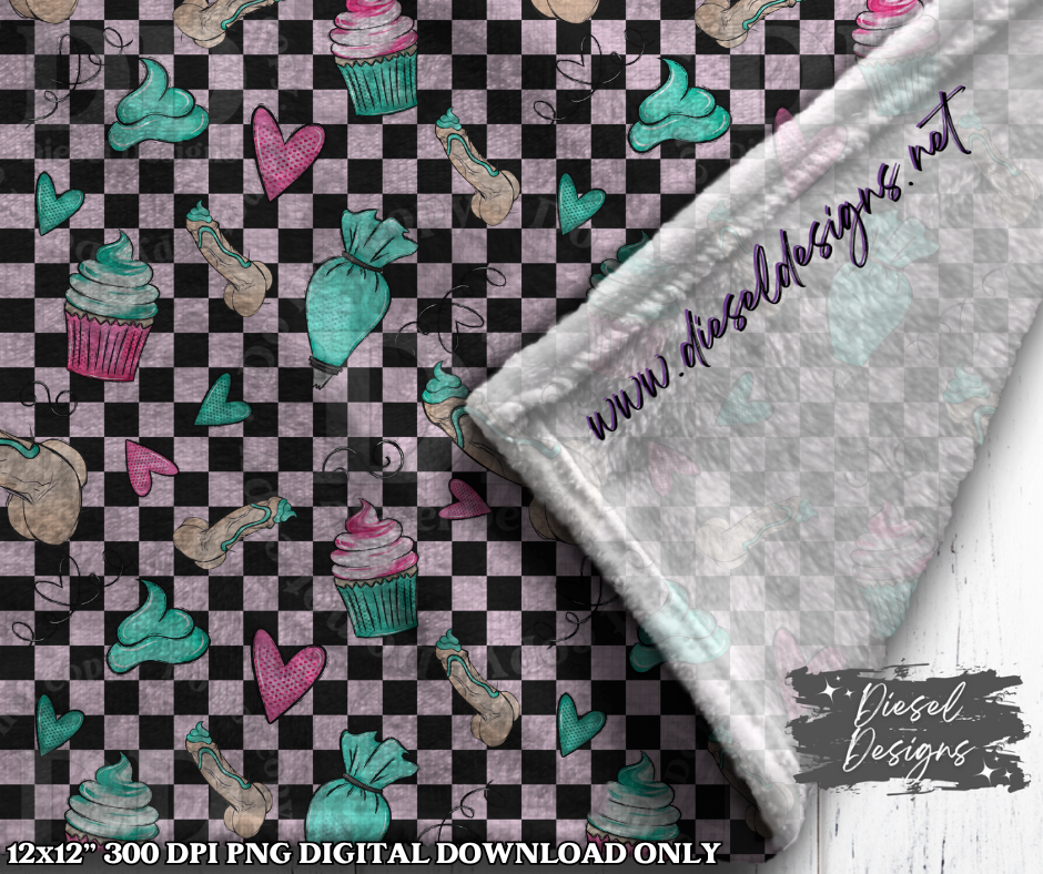 Pink Checkered  | 300 DPI | 12" x 12" | Seamless File | NSFW
