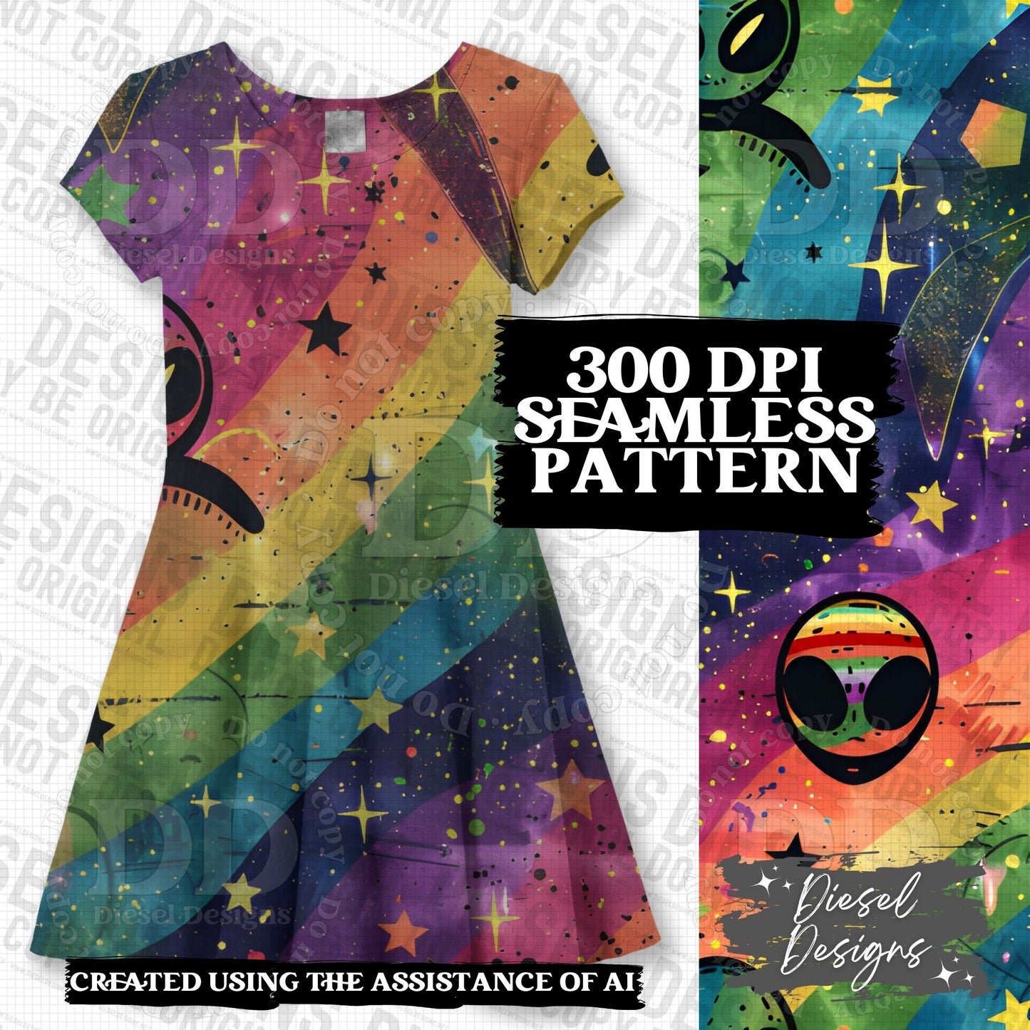 Pride Aliens Seamless Designs Bundle | 300 DPI | PNG | Seamless | Tumbler Wraps | Digital File Only