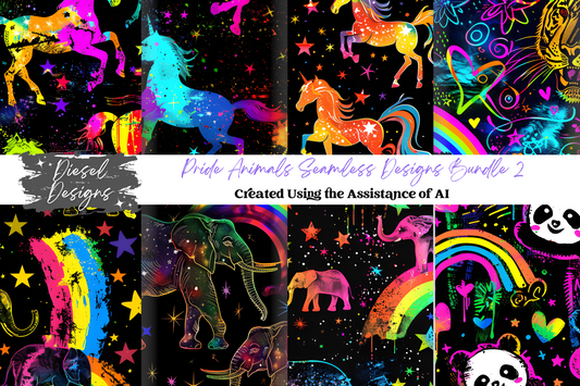 Pride Animals Seamless BUNDLE 2 | 300 DPI | PNG | Seamless | Tumbler Wraps | Digital File Only