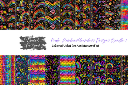 Pride Rainbows Seamless Bundle 1 | 300 DPI | PNG | Seamless | Tumbler Wraps | Digital File Only