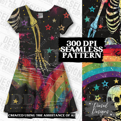 Pride Skulls Seamless Bundle | 300 DPI | PNG | Seamless | Tumbler Wraps | Digital File Only