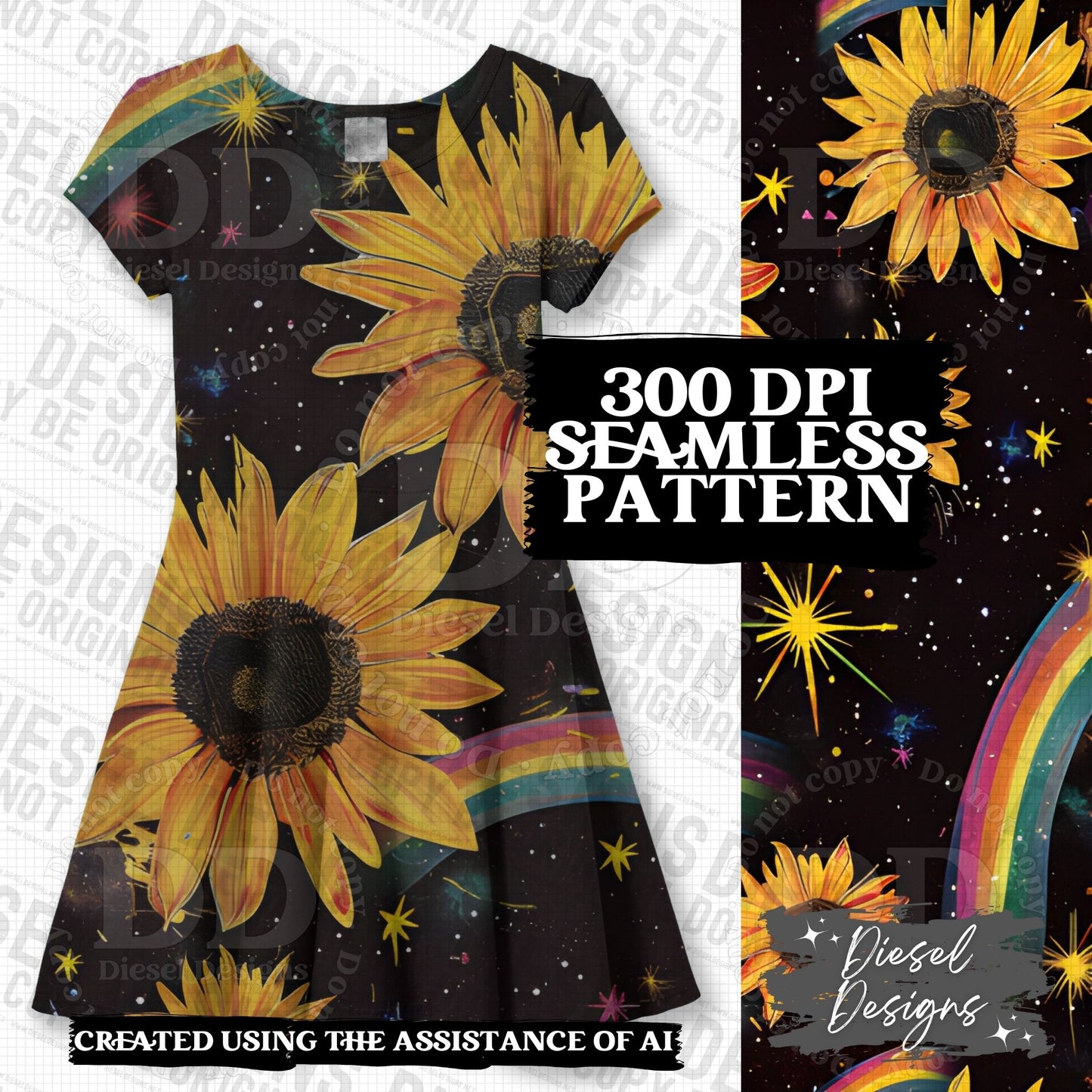 Pride Paint Brushes and Sunflowers Seamless Bundle | 300 DPI | PNG | Seamless | Tumbler Wraps | Digital File Only