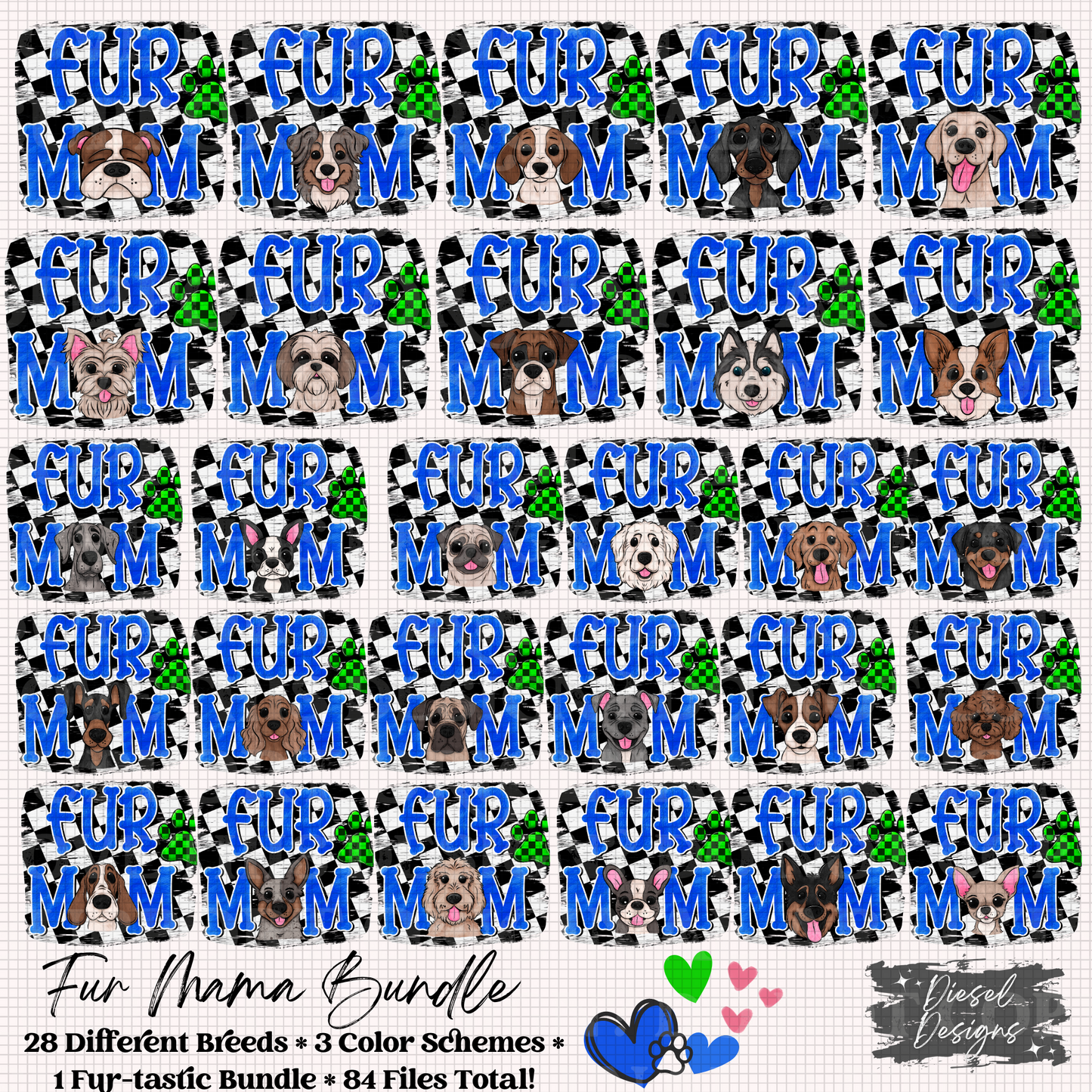 Fur Mom | 84 Files total | 300 DPI | PNG | Seamless | Tumbler Wraps | Digital File Only