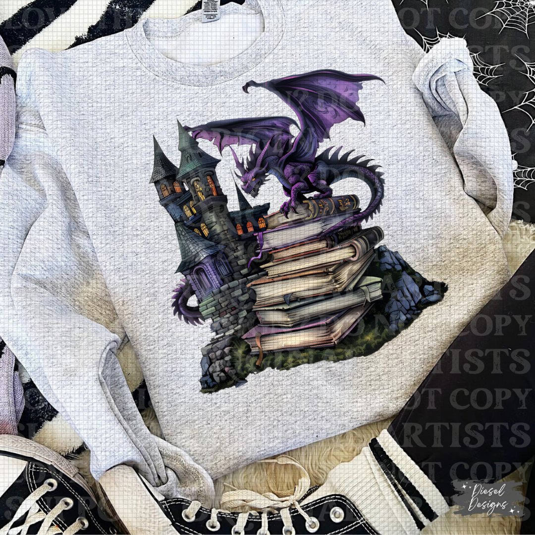 Purple Dragon Book Stack PNG  | 300 DPI | Transparent PNG | Digital File Only