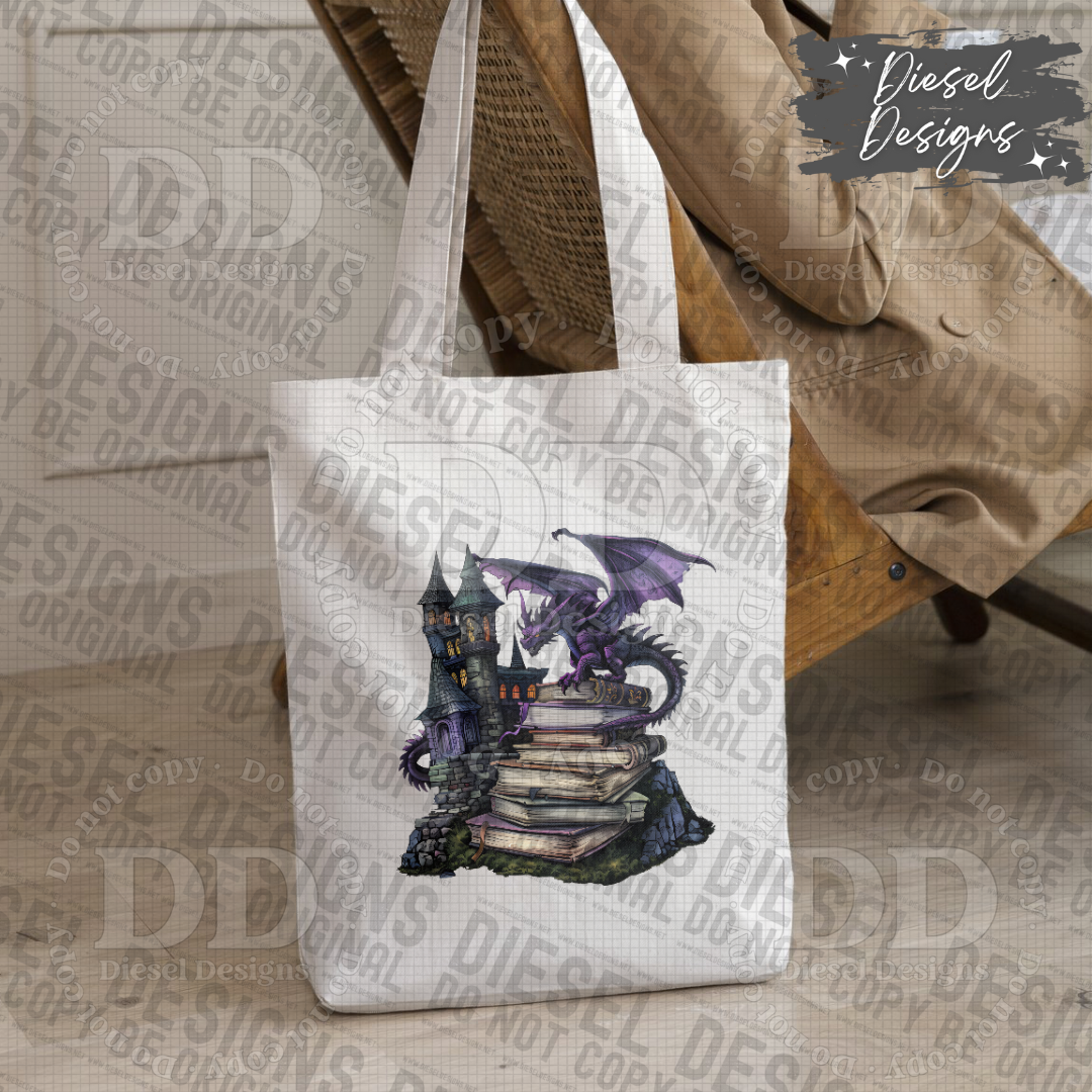 Purple Dragon Book Stack PNG  | 300 DPI | Transparent PNG | Digital File Only