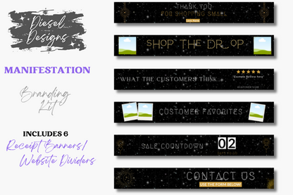 Manifestation Business Branding Kit | Website Kit | Business Card | Logo | Facebook Cover | Editable in Canva