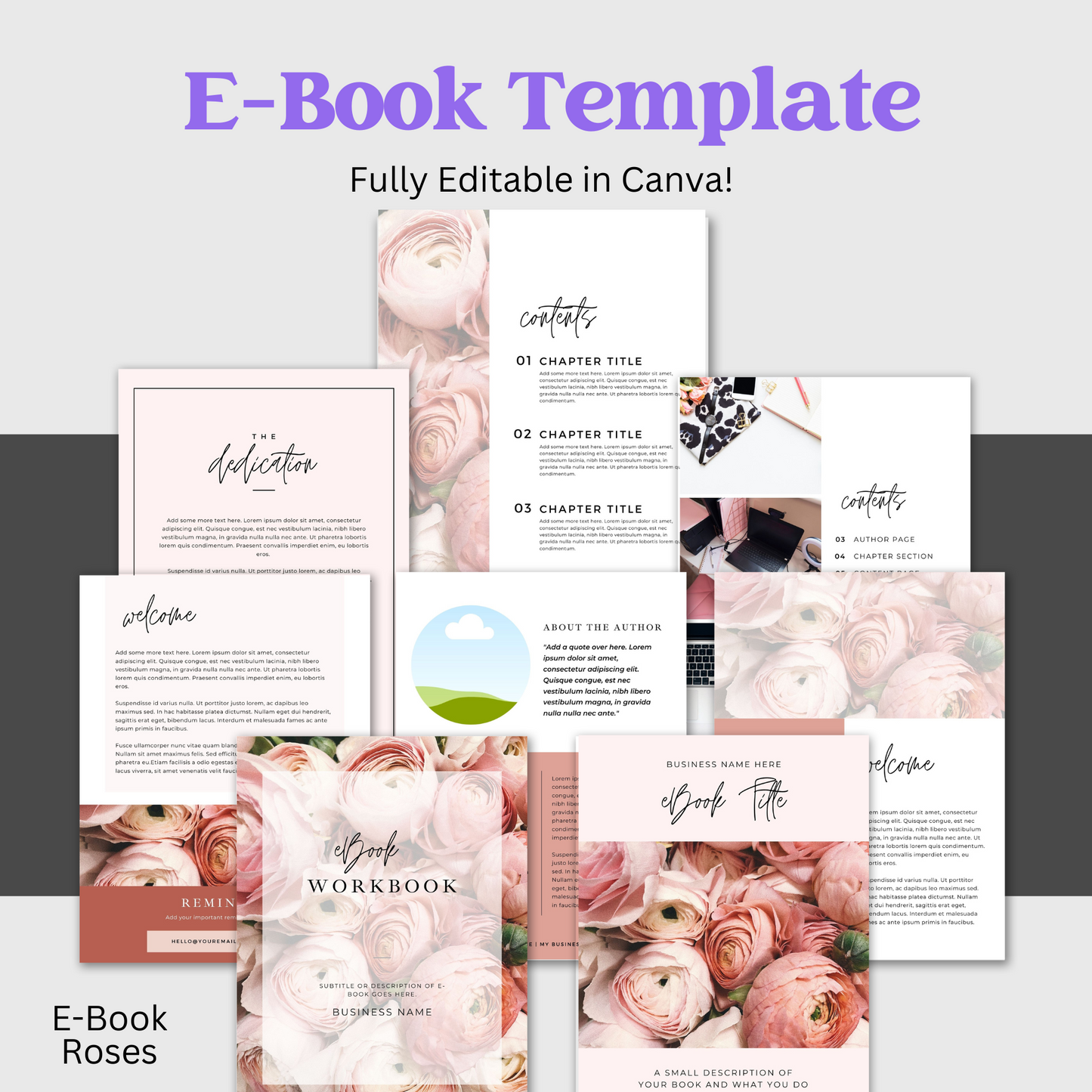 Roses | E-Book Template | Editable graphics included | Canva