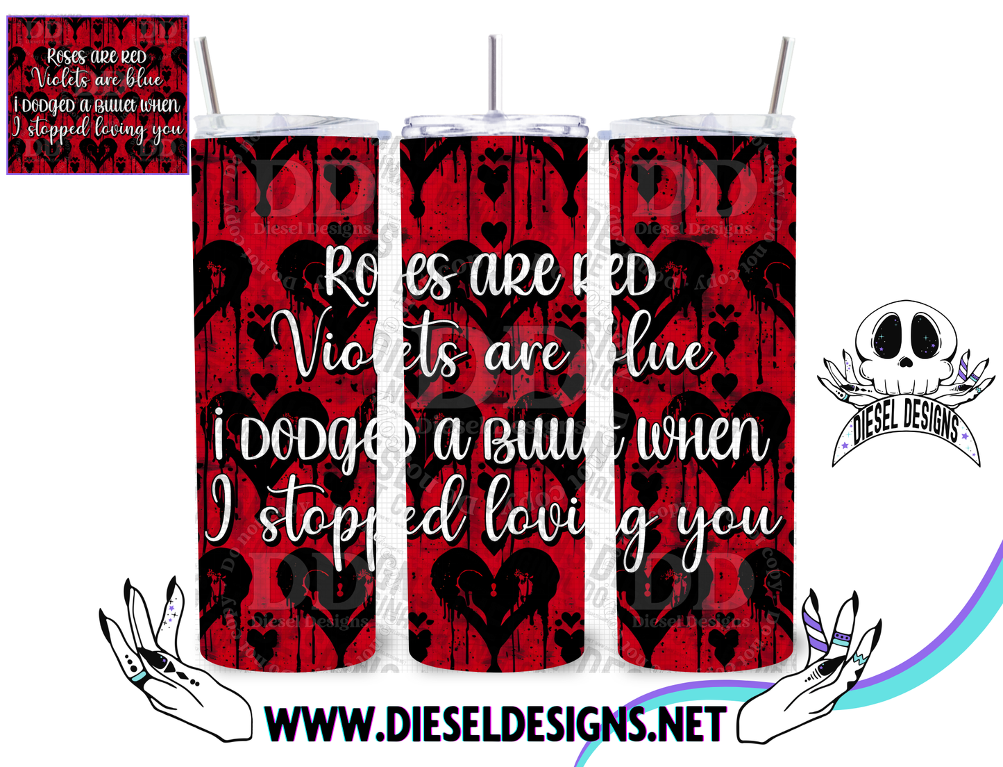 Roses Are Red Tumbler Wrap | 20oz. Tumbler Wrap | 300 DPI | Digital File Only